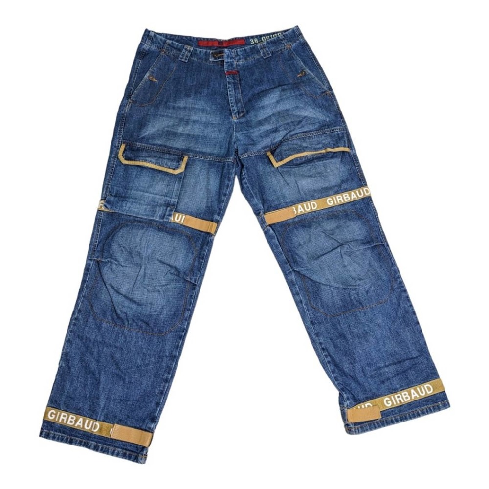 Marithe Francois Girbaud Blue Relaxed Jeans with Reflective Strips